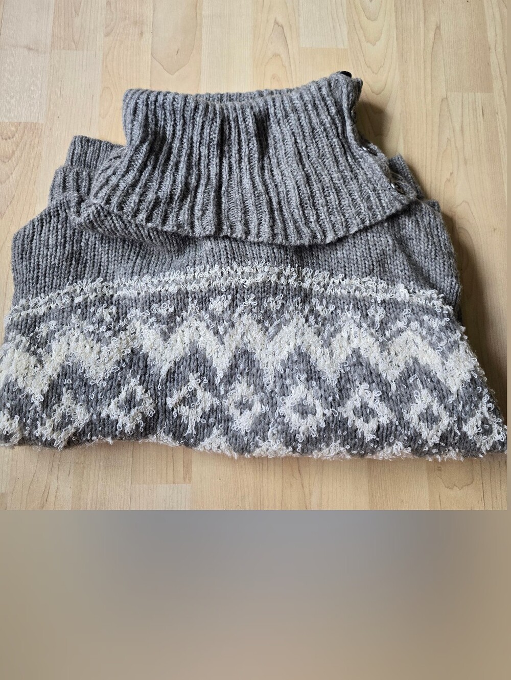 Free People Ragnar Fair Isle Split Cowl Neck Sweater Size Medium